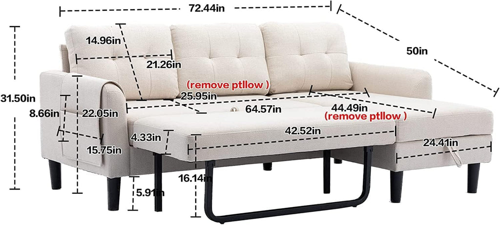 L Shaped Sectional Sofa with Storage Chaise I4408