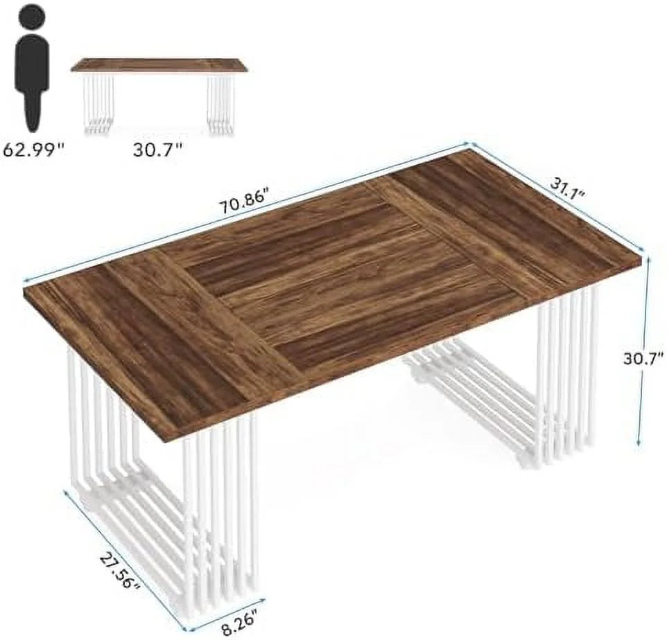 White 70.8 Inch Dining Table with Gold Metal Legs X56780