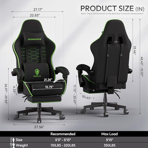Black Green Fabric Gaming Chair with Footrest N347723