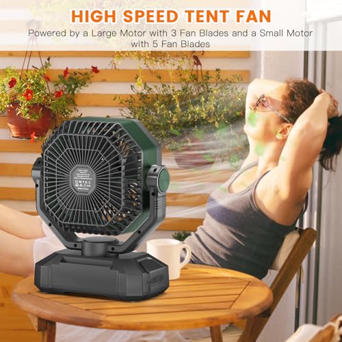 Portable Rechargeable Camping Fan with LED Lantern Z7915