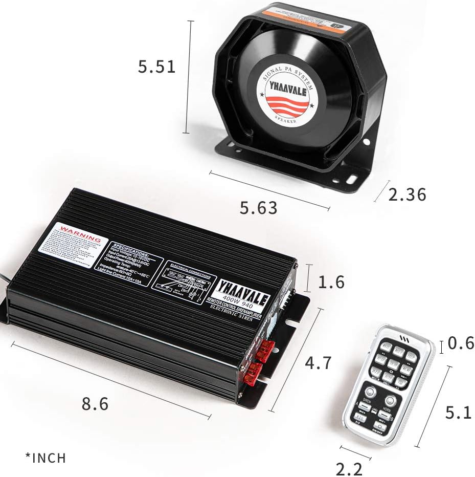 Car Police Siren PA System with 2pcs Metal Speaker F978380