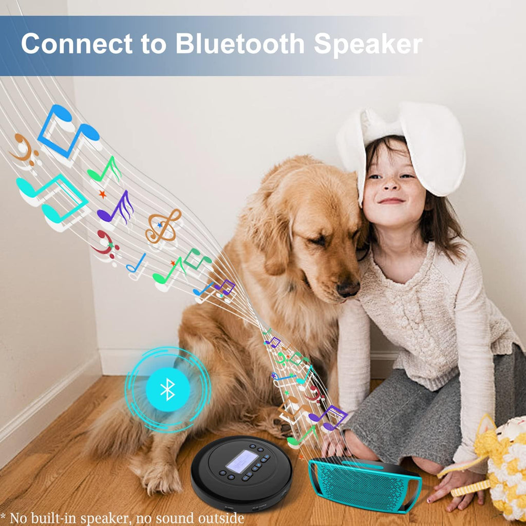 Portable Bluetooth CD Player with Dual Headphone Jack E947