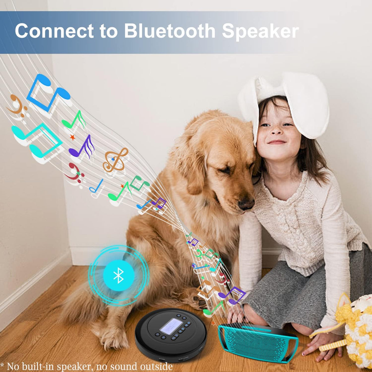 Portable Bluetooth CD Player with Dual Headphone Jack E947