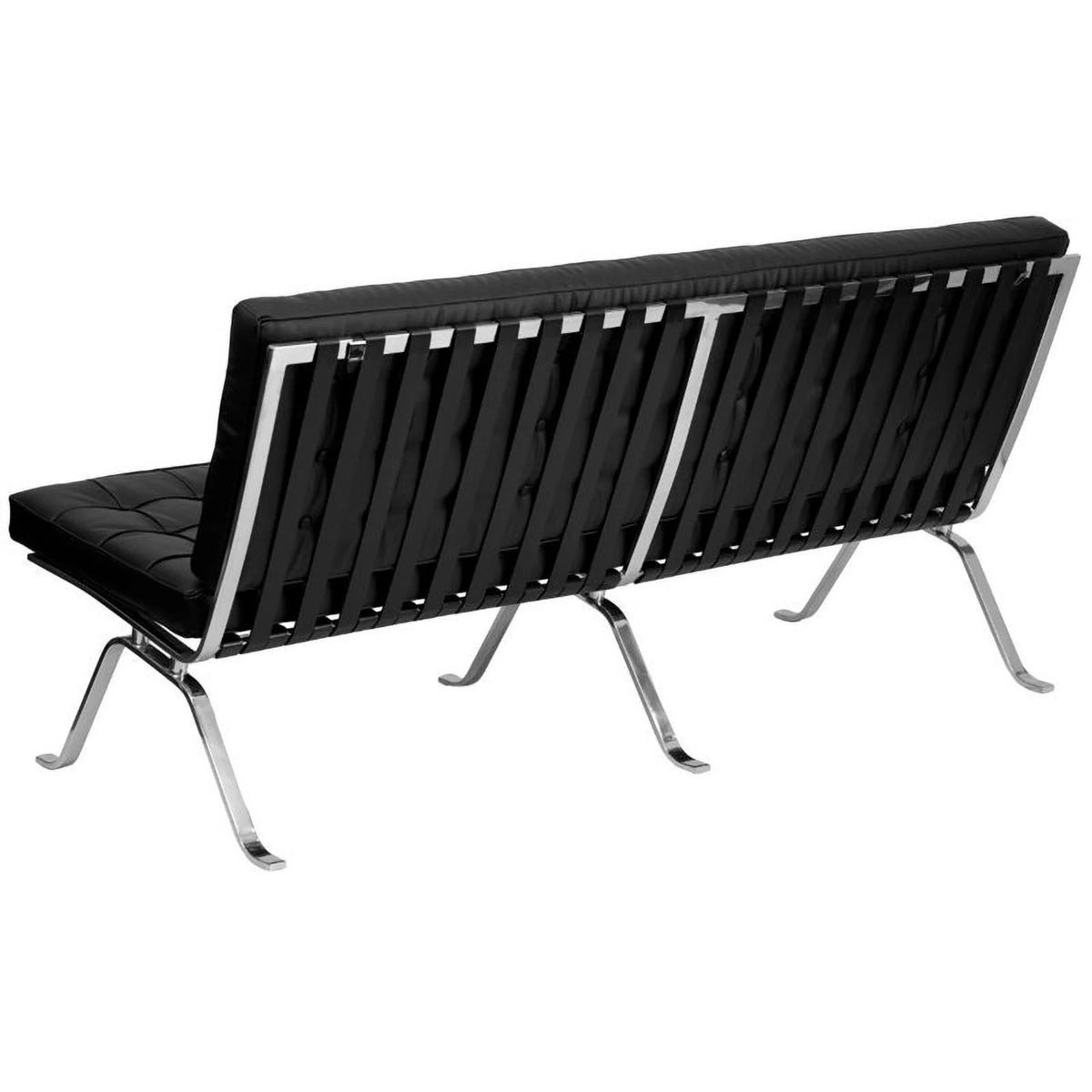 Black Tufted Leather Sofa W762