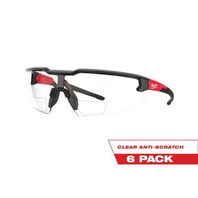 Bifocal Safety Glasses with +3.00 Magnified Clear Lenses 6-Pack T799