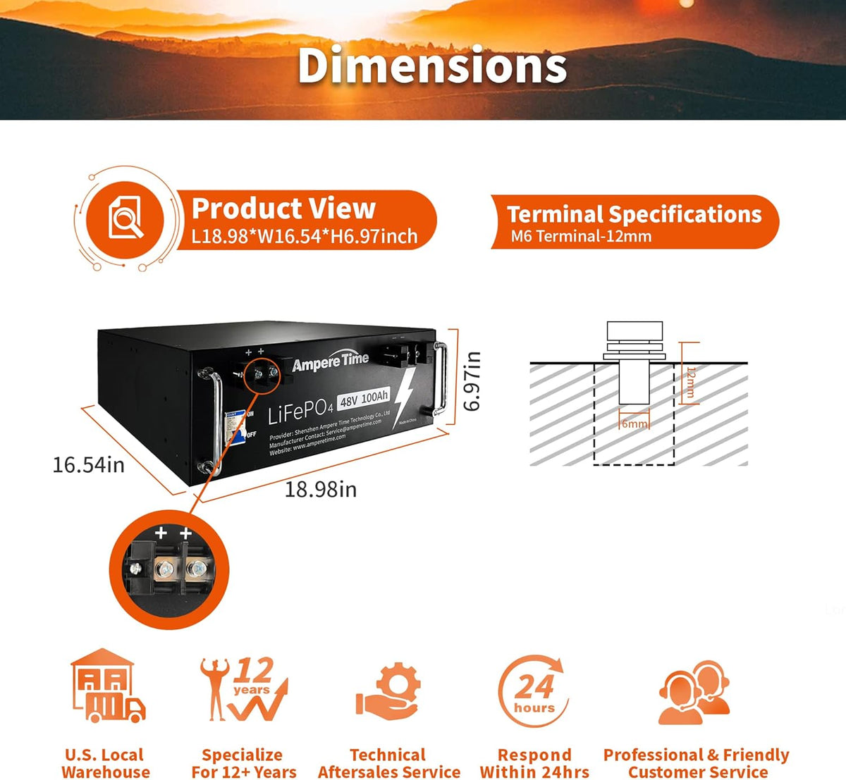 12V 100Ah LiFePO4 Deep Cycle Battery with Built-in BMS F9989