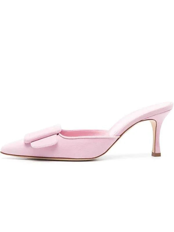 Cow Suede Belt Buckle Pointed Toe Stiletto Heel Pumps G676940