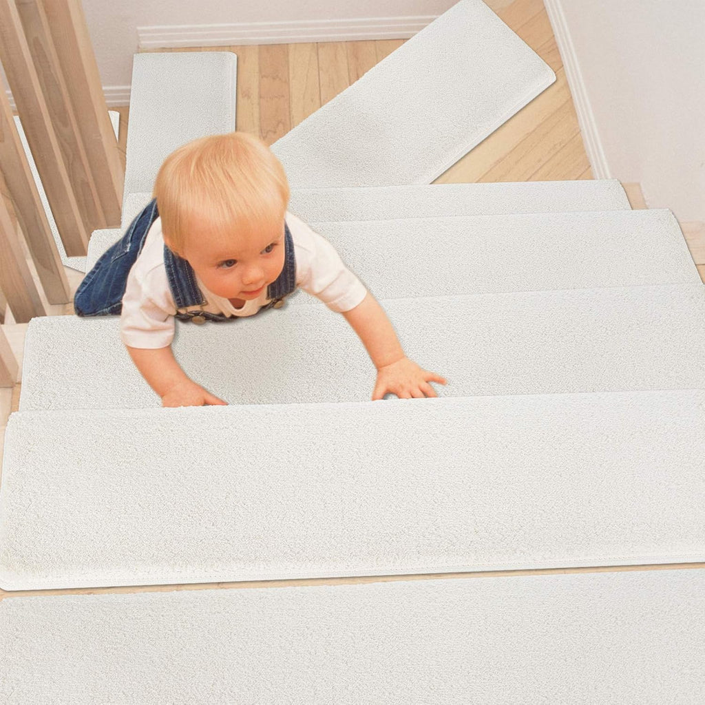 Green 14 Pieces Non-Slip Washable Carpet Stair Treads Set A363