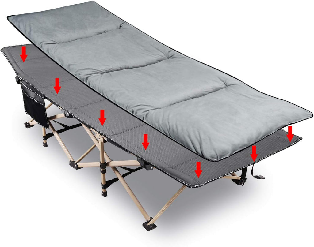 Blue Folding Camping Cot with Pad and Carry Bag I1901