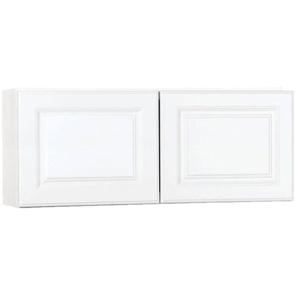 36x15x12 in. Wall Bridge Kitchen Cabinet in Satin White F2797