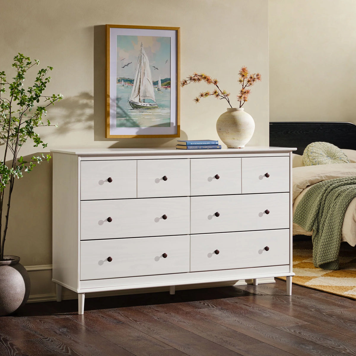 Walnut 6-Drawer Solid Wood Dresser S44958