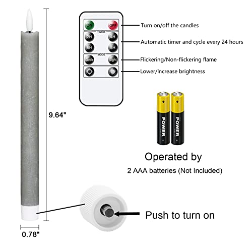 Flameless Ivory Taper Candles with Remote, Battery Operated Led 3D Wick Real Wax Pack of 6 I7998
