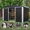 Black Metal Outdoor Storage Shed with Air Vents S921477