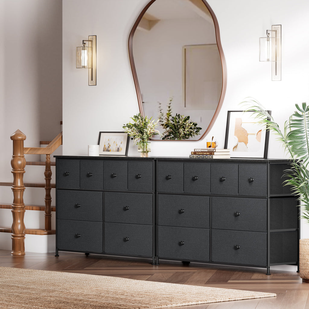 8 Drawer Fabric Dresser with Steel Frame and Wooden Top O30343