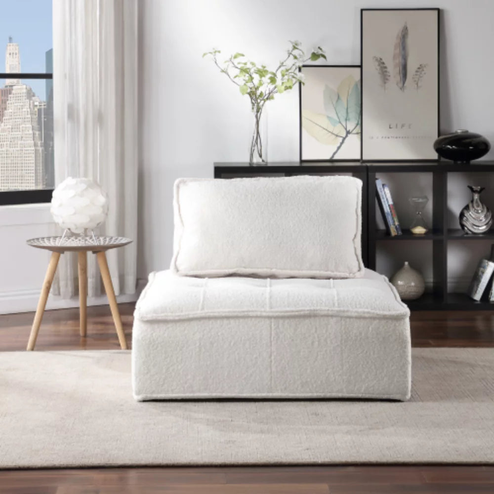 White Lambskin Sherpa Oversized Armless Accent Chair W784622