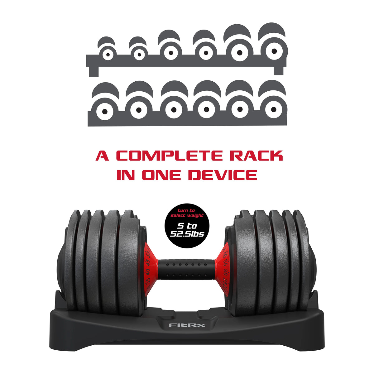 Adjustable Dumbbell 5-52.5 lbs Black F226658