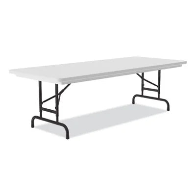 Adjustable Folding Tables, Rectangular, 96" x 30" x 22" to 32", Gray Top, Black Legs Q54357
