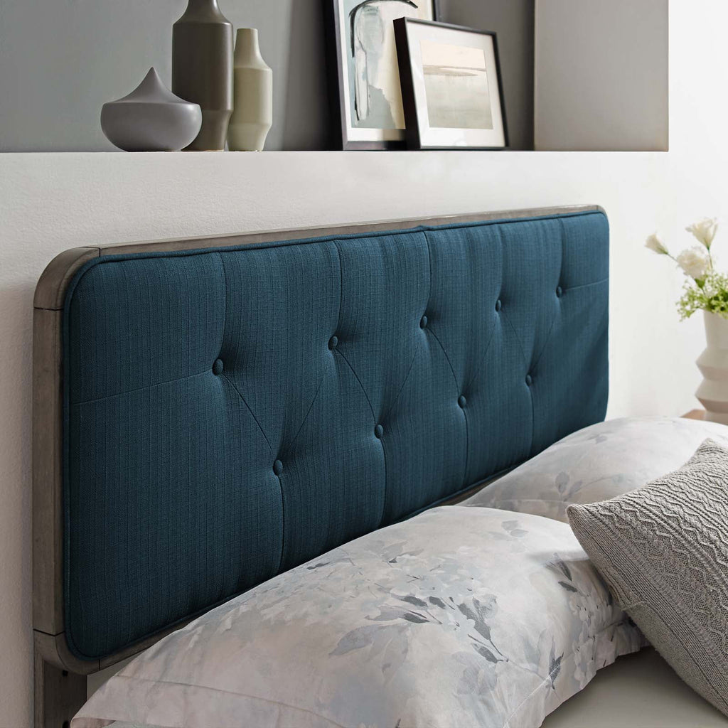 Grey Tufted Fabric Wood Headboard M257
