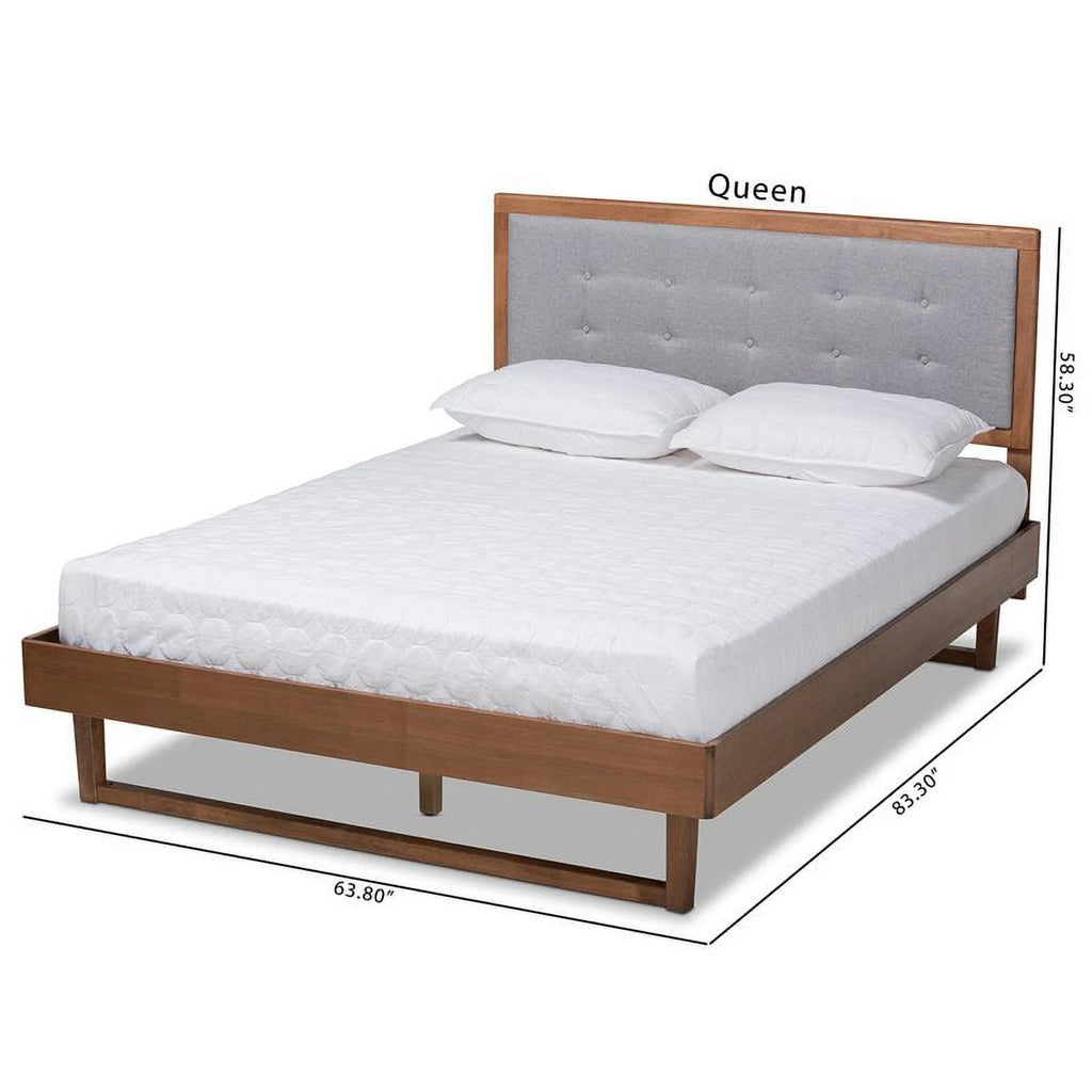 Gray Upholstered Wood King Size Platform Bed M873