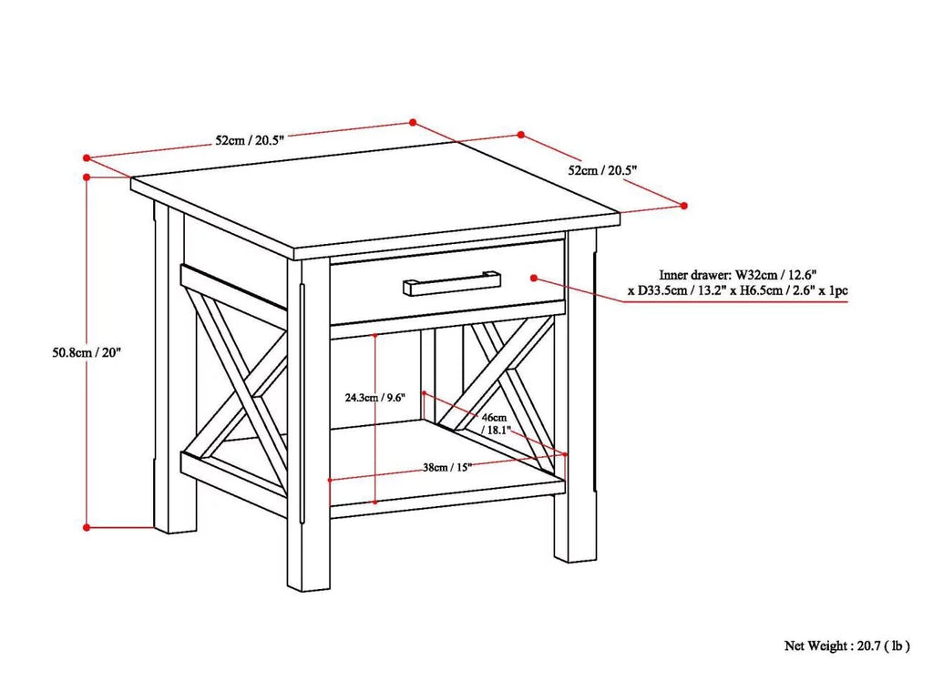 Fog Gray Square End Side Table S459