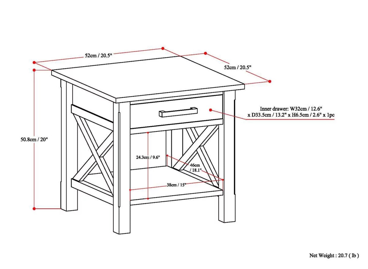 Fog Gray Square End Side Table S459
