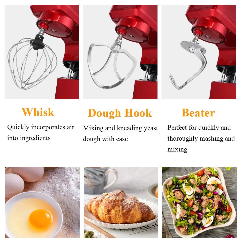 Red 6 Speed Control 7.5QT Electric Stand Mixer with Stainless Steel Bowl Q133462