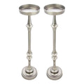 Brushed Silver Iron Metal Side Table Set of 2 U7199