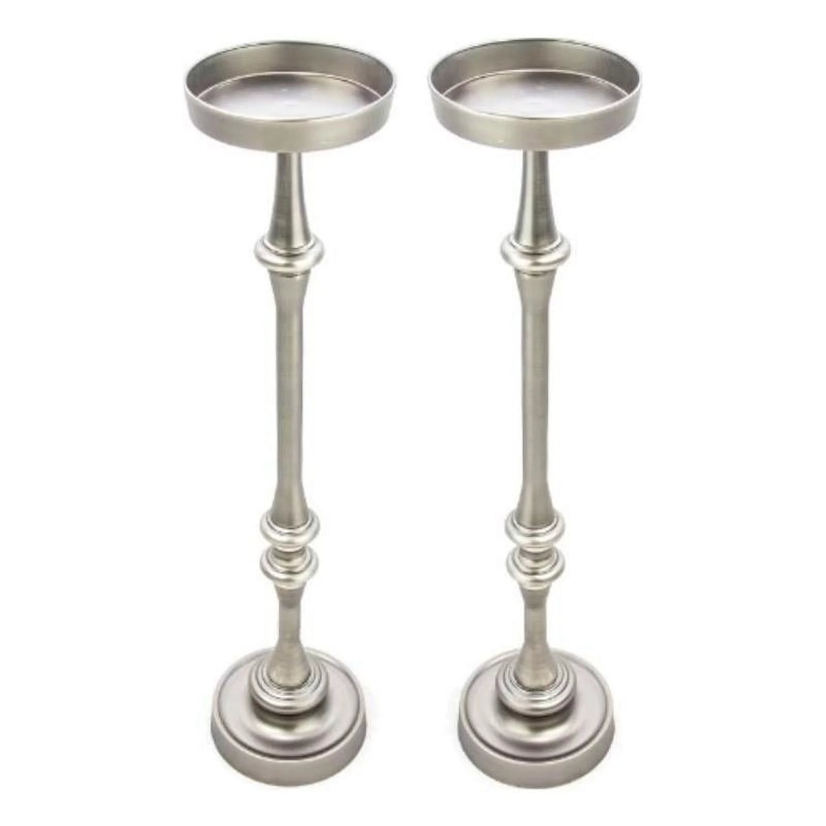 Brushed Silver Iron Metal Side Table Set of 2 U7199