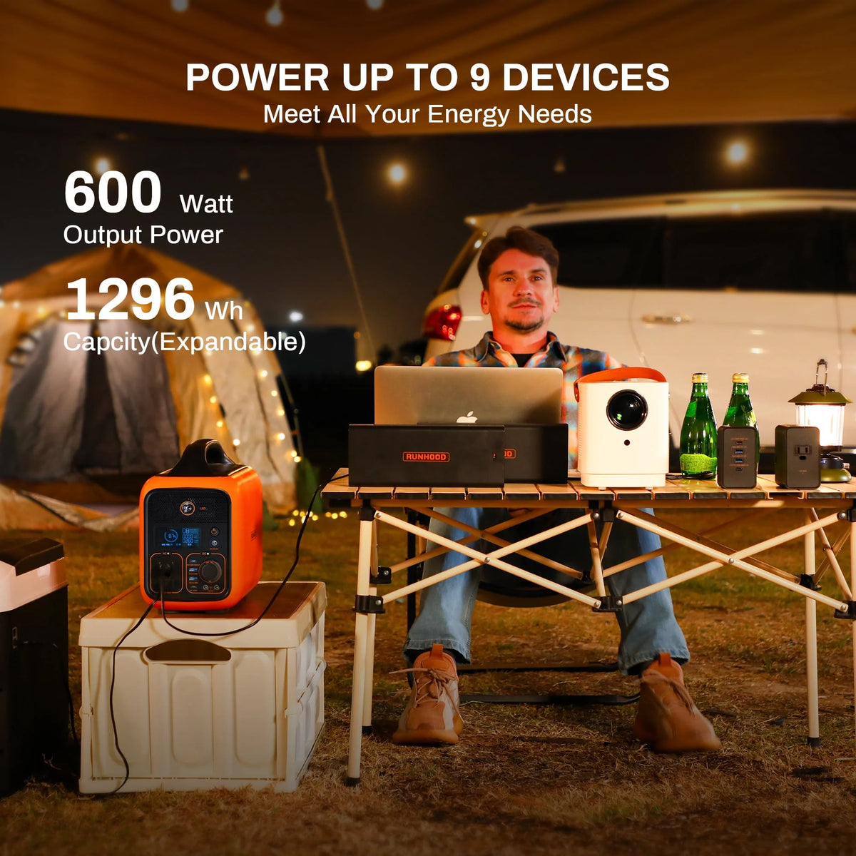Portable Power Station 1296Wh Swappable Lithium Backup Batteries 600W AC Outlet Solar Generator R965964