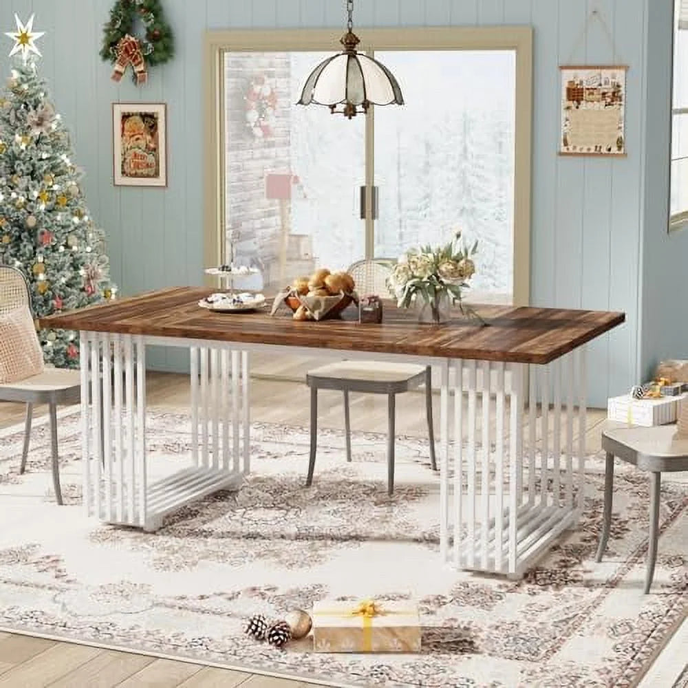 White 70.8 Inch Dining Table with Gold Metal Legs X56780