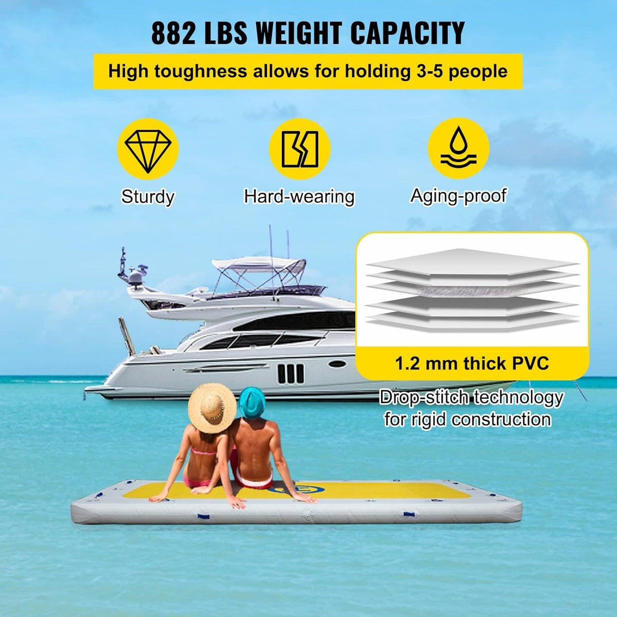 8 x 8 ft Inflatable Dock Floating Platform H163