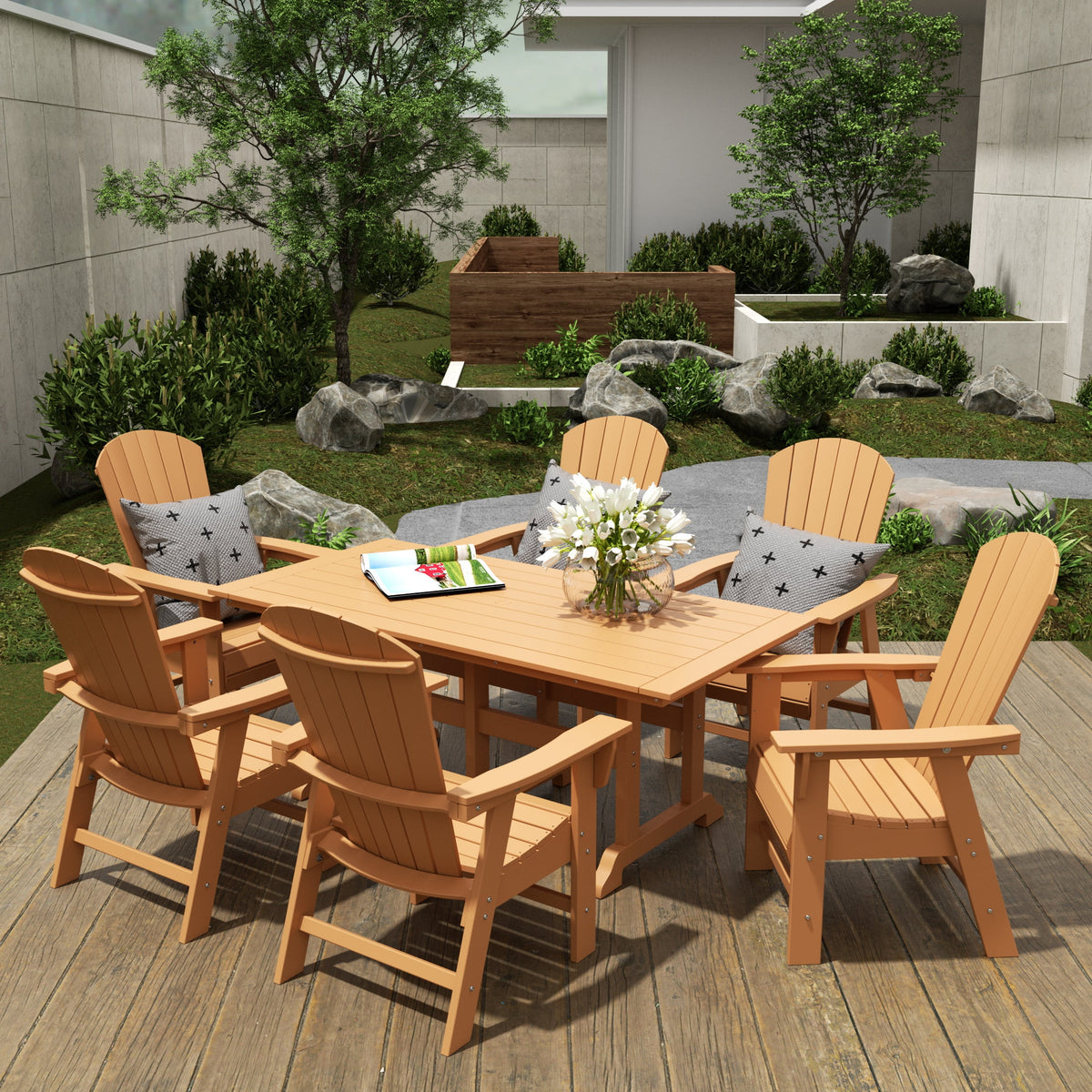 All Weather Poly Lumber Outdoor Dining Set for 6 Z845800