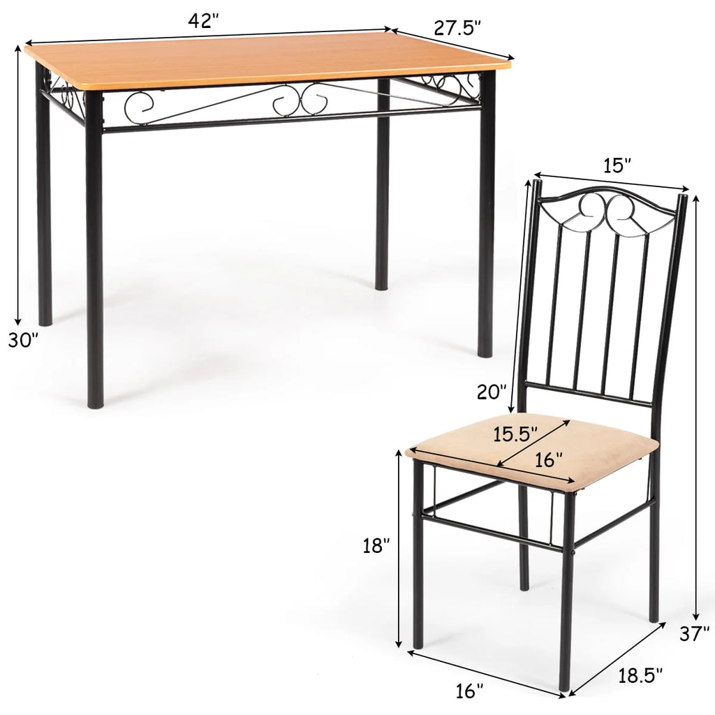 5 PC Wood Metal Dining Set with Table and 4 Chairs B28321