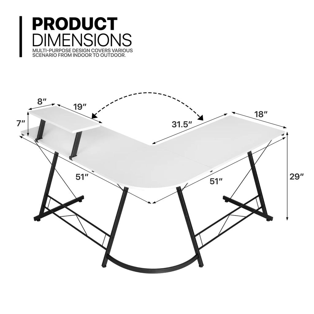 Computer Desk & Chair Set Adjustable Swivel Office Chair L Shaped Writing Table Workstation with Monitor Stand Red X77951