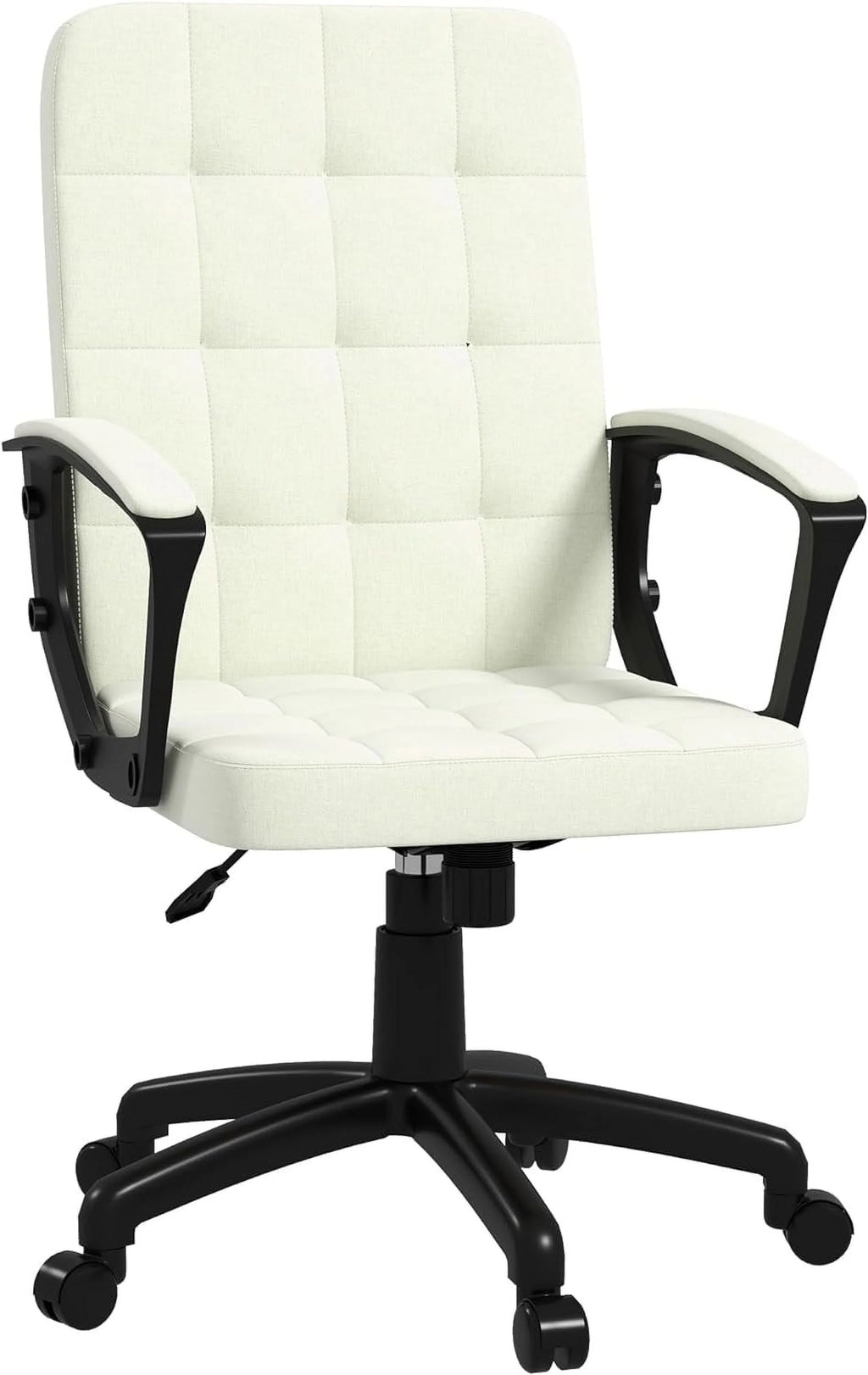 Cream White Fabric Office Chair with Arms F77256