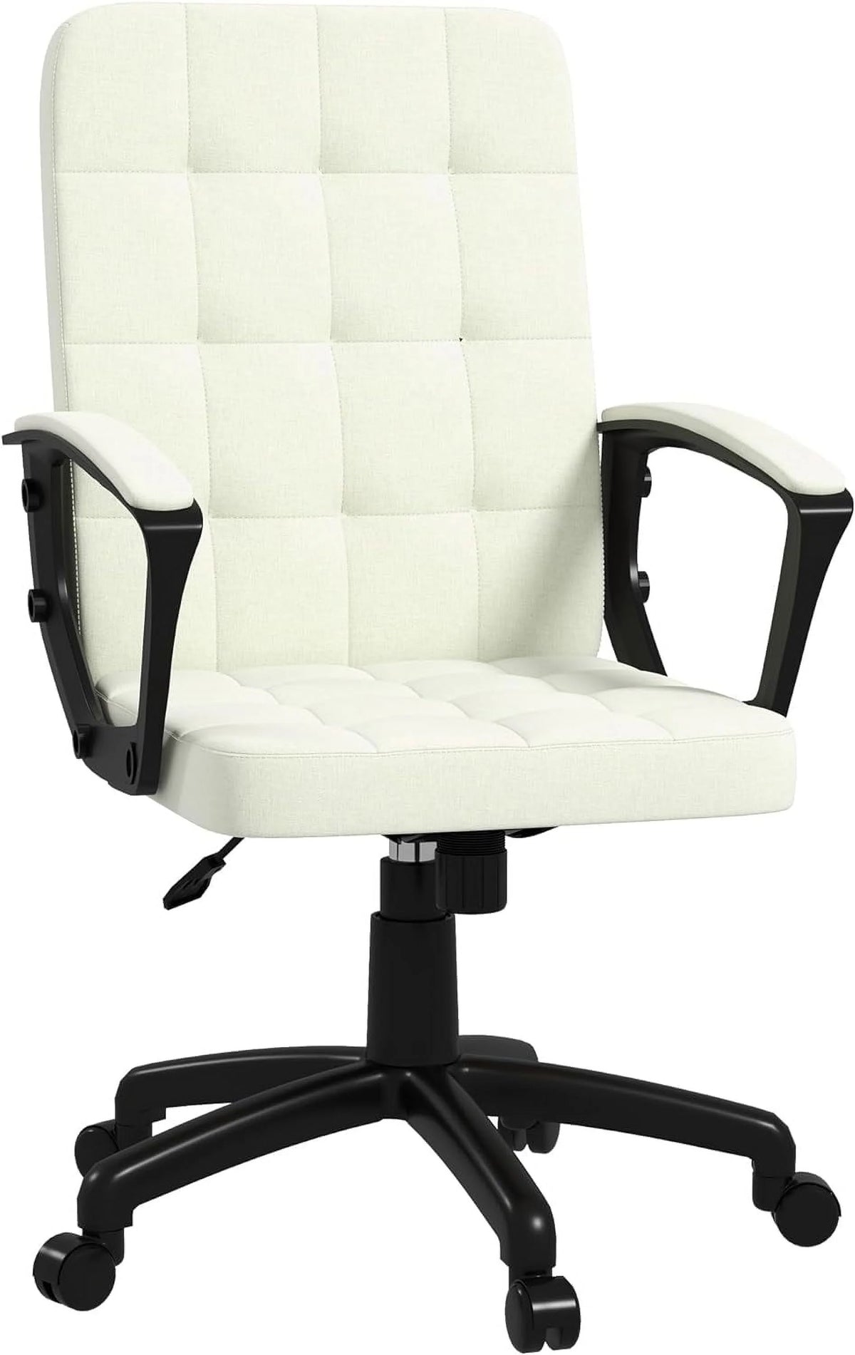 Cream White Fabric Office Chair with Arms F77256