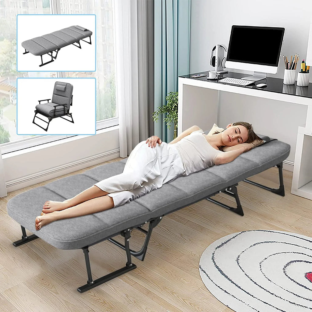 3 in 1 Folding Camping Cot Bed with Mattress & Pillow F48018
