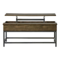 Brown Oak and Black Wood Coffee Table with Hidden Storage B5321