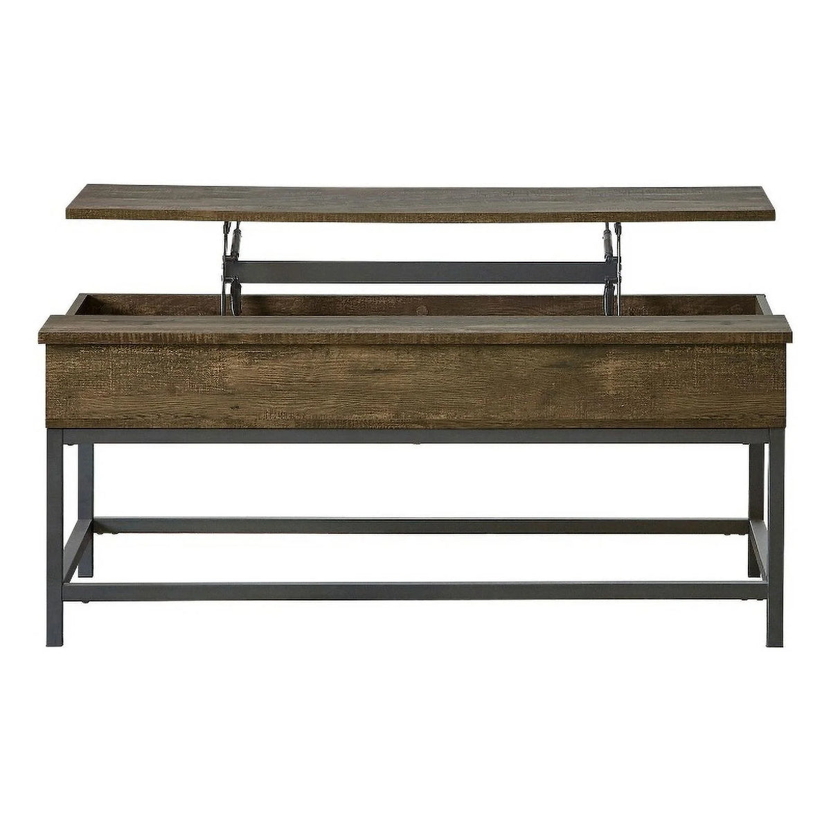 Brown Oak and Black Wood Coffee Table with Hidden Storage B5321