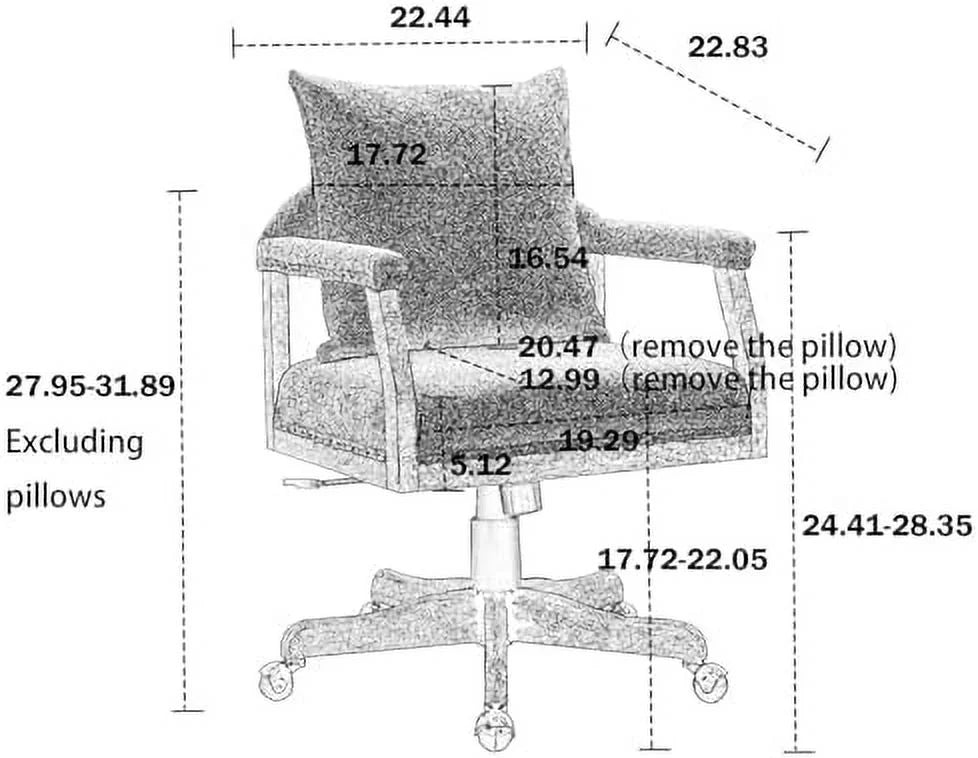 Boucle Office Desk Chair with Wheels Height Adjustable Swivel Y82358