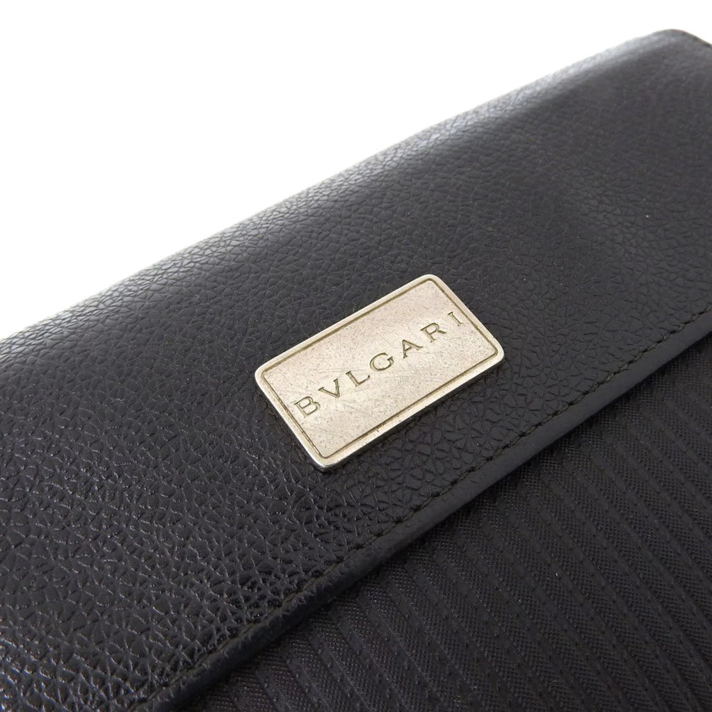Pre-Owned Black Leather Long Wallet H90299