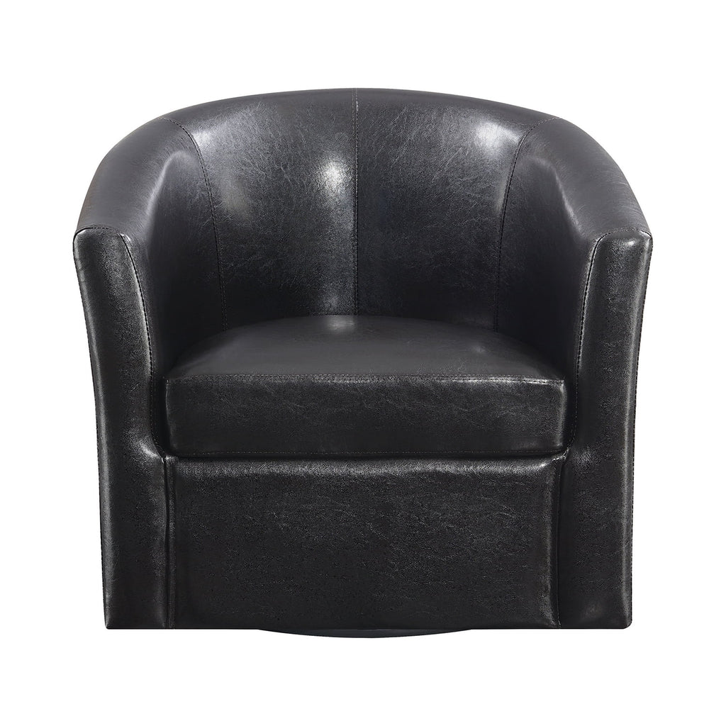 Dark Brown Upholstery Sloped Arm Swivel Accent Chair L351688