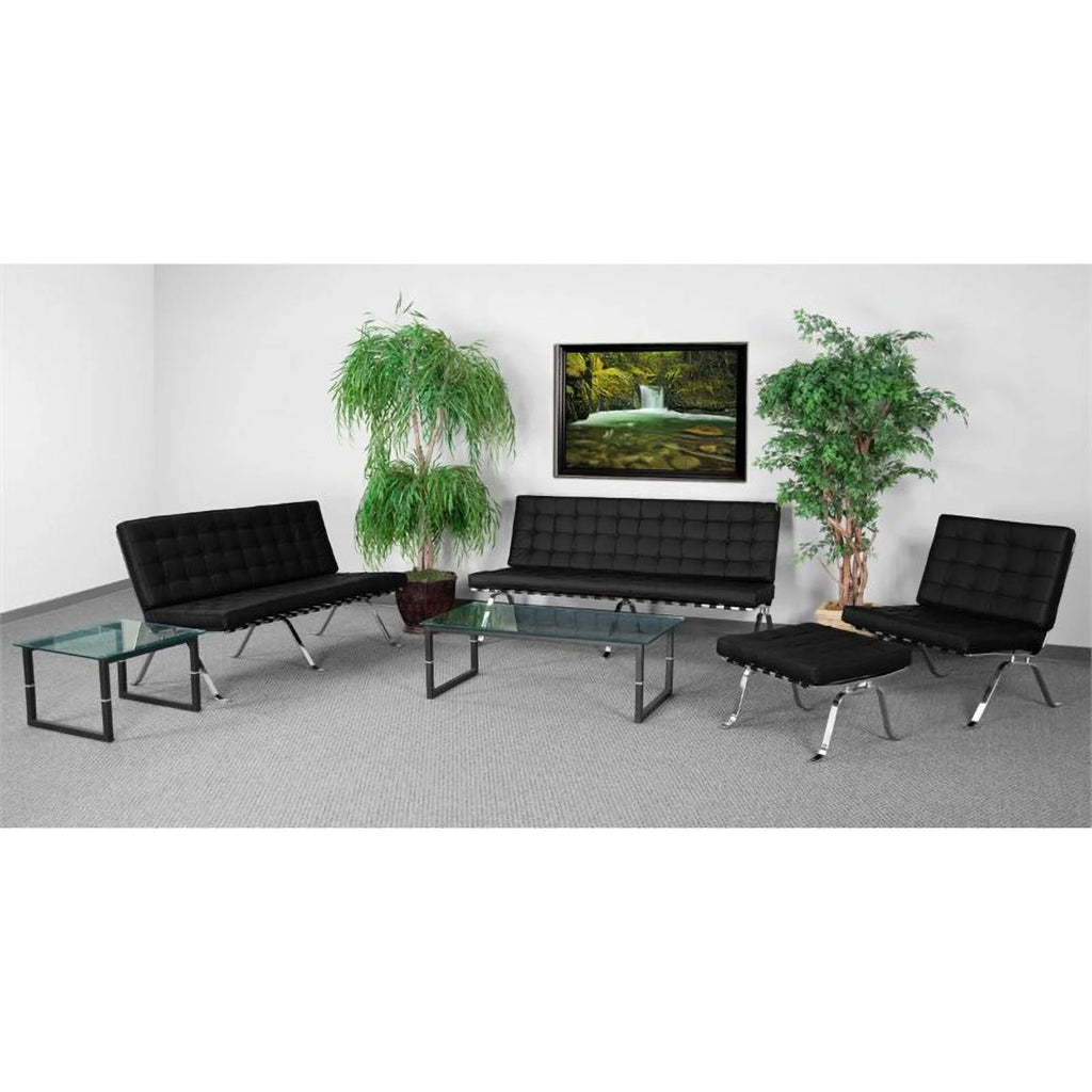 Black Tufted Leather Sofa W762