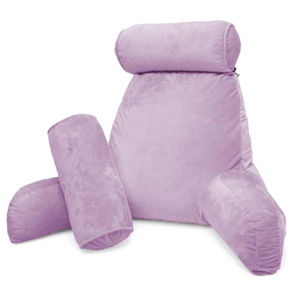 Light Purple Shredded Memory Foam Bed Rest Pillow with Arms and Pockets Z324376