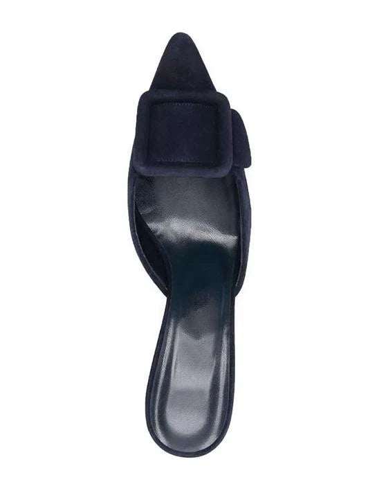 Cow Suede Belt Buckle Pointed Toe Stiletto Heel Pumps G676940