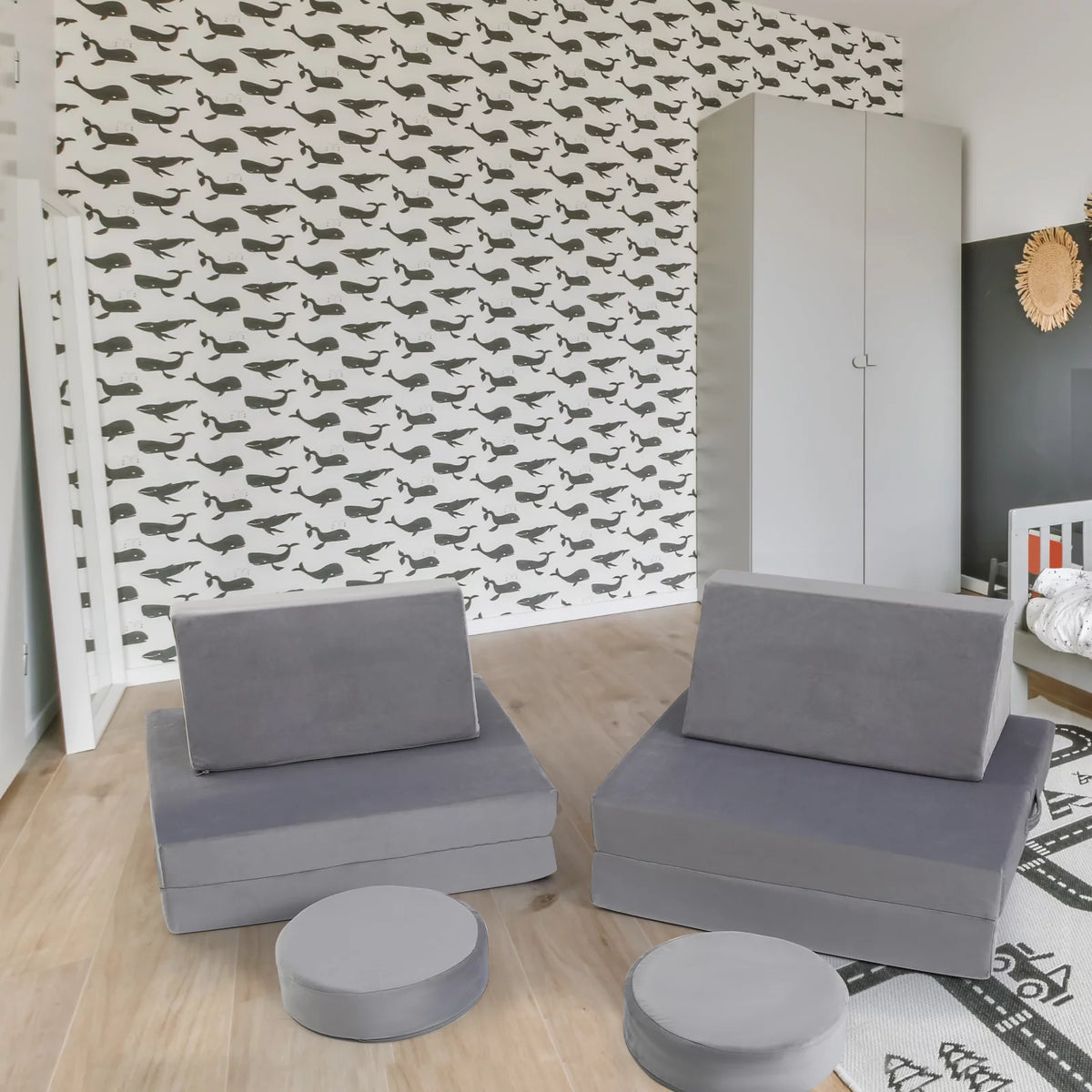 Grey 8-Piece Kids Foam Couch M586