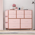 Pink 10 Drawer Fabric Dresser with Wood Tabletop L386214