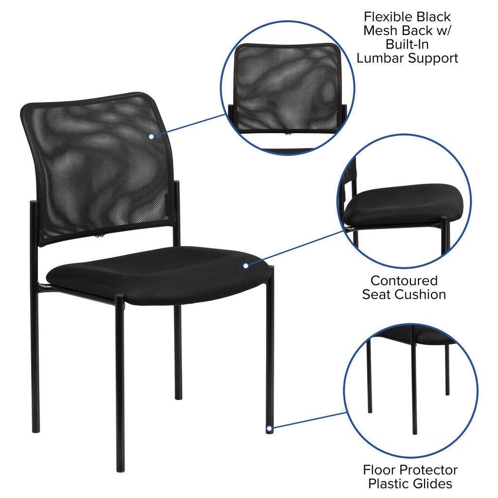 Black Mesh Stackable Steel Side Chair O418