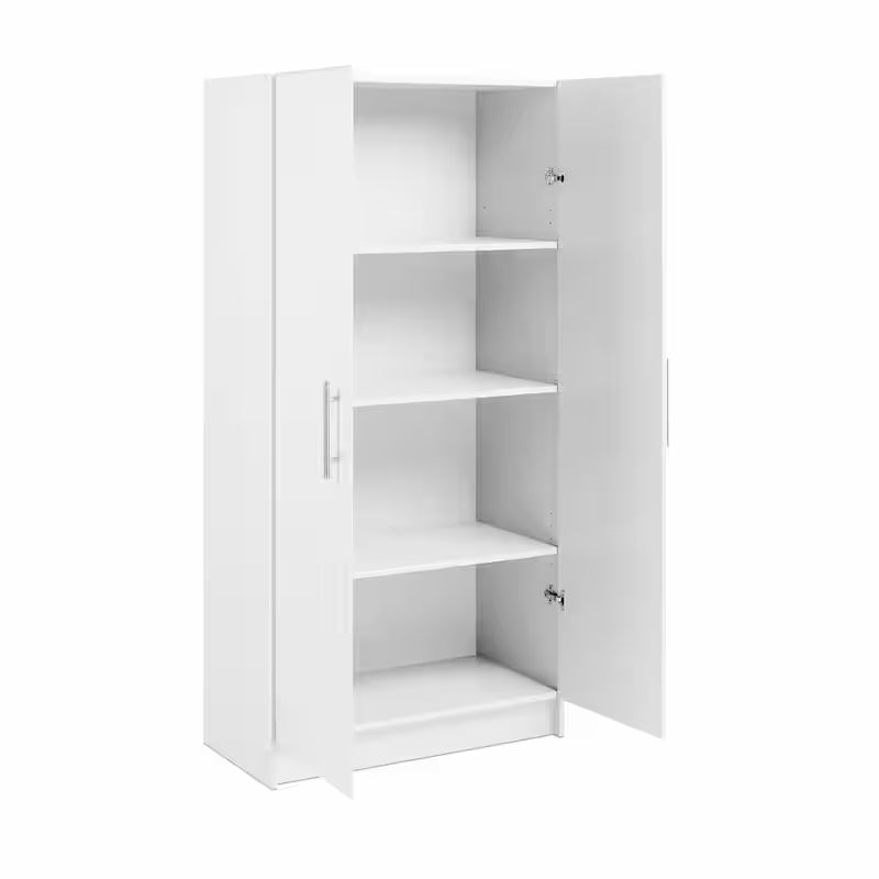 White Wood Freestanding Garage Cabinet U85079