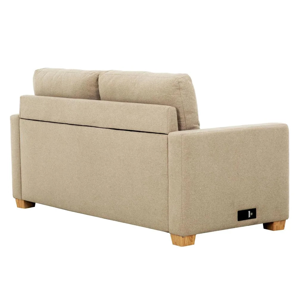 Beige Convertible Full Sleeper Sofa with USB Port M6906